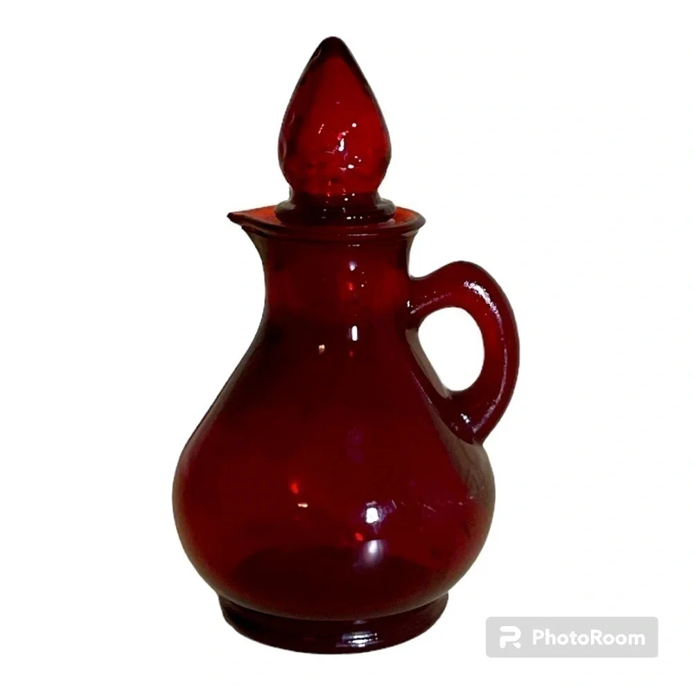 Vintage Avon Ruby Red Glass Decanter Collectible